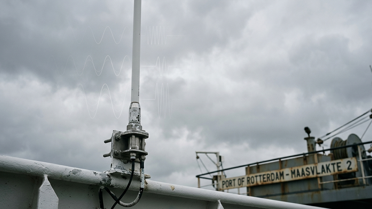 VHF antenna with abstract radio waveforms